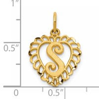 14K Yellow Gold Heart Letter S Charm view 3