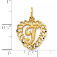 14K Yellow Gold Heart Letter T Charm view 4
