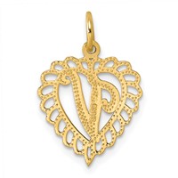 14K Heart Letter V Charm view 3