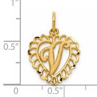 14K Heart Letter V Charm view 4