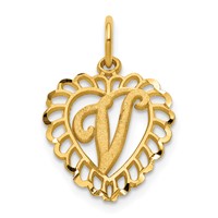 14K Heart Letter V Charm view 1