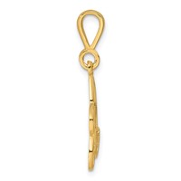 14K Yellow Gold Polished Script Filigree Letter a Initial Pendant view 2