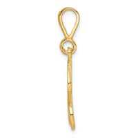 14K Yellow Gold Polished Script Filigree Letter B Initial Pendant view 2