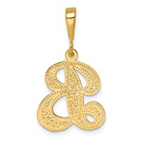 14K Yellow Gold Polished Script Filigree Letter B Initial Pendant view 3