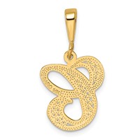 14K Yellow Gold Polished Script Filigree Letter C Initial Pendant view 3