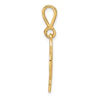 14K Yellow Gold Polished Script Filigree Letter D Initial Pendant view 2