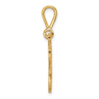 14K Yellow Gold Polished Script Filigree Letter E Initial Pendant view 2