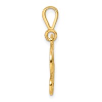 14K Yellow Gold Polished Script Filigree Letter F Initial Pendant view 2