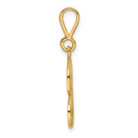 14K Yellow Gold Polished Script Filigree Letter G Initial Pendant view 2