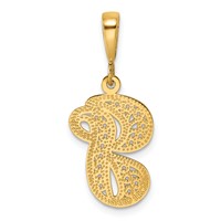 14K Yellow Gold Polished Script Filigree Letter G Initial Pendant view 3