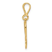 14K Yellow Gold Polished Script Filigree Letter H Initial Pendant view 2