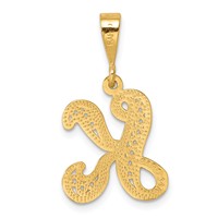 14K Yellow Gold Polished Script Filigree Letter K Initial Pendant view 3