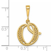 14KY Polished Script Filigree Letter O Initial Pendant view 4