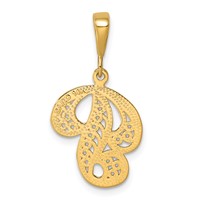 14K Yellow Gold Polished Script Filigree Letter P Initial Pendant view 3