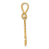 14K Yellow Gold Polished Script Filigree Letter R Initial Pendant view 2