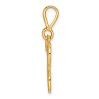 14K Yellow Gold Polished Script Filigree Letter T Initial Pendant view 2
