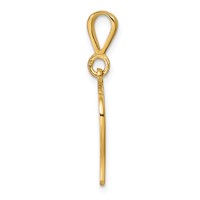14K Yellow Gold Polished Script Filigree Letter V Initial Pendant view 2