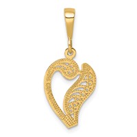 14K Yellow Gold Polished Script Filigree Letter V Initial Pendant view 3