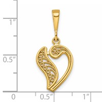14K Yellow Gold Polished Script Filigree Letter V Initial Pendant view 4