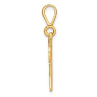 14K Yellow Gold Polished Script Filigree Letter W Initial Pendant view 2