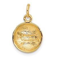 14K Yellow Gold Satin Diamond-cut Baseball Charm view 3