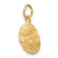 14K Yellow Gold Satin Diamond-cut Baseball Charm view 5