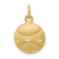 14K Yellow Gold Satin Diamond-cut Baseball Charm view 1