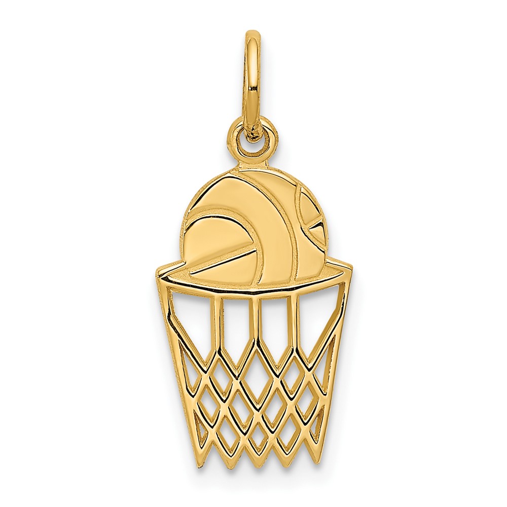 14K Basketball in Net Charm