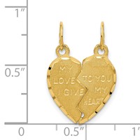 14K Yellow Gold 2-Piece Break-Apart MY Love to You I Give MY Heart Charm view 4