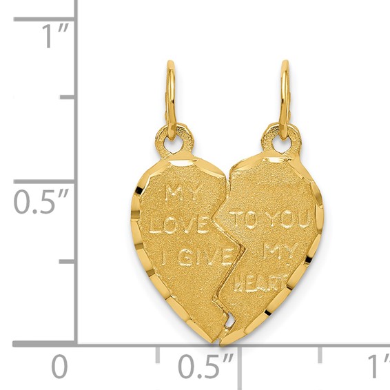 14k 2-Piece Break-Apart MY LOVE TO YOU I GIVE MY HEART Charm