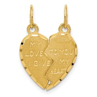 14K Yellow Gold 2-Piece Break-Apart MY Love to You I Give MY Heart Charm view 1