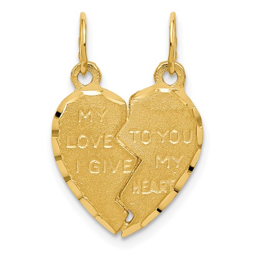 14K Yellow Gold 2-Piece Break-Apart MY Love to You I Give MY Heart Charm