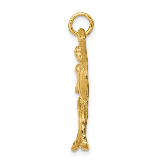 14k Satin Diamond-cut Gymnast Charm