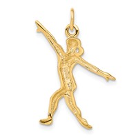14K Yellow Gold Satin Diamond-cut Gymnast Charm view 3
