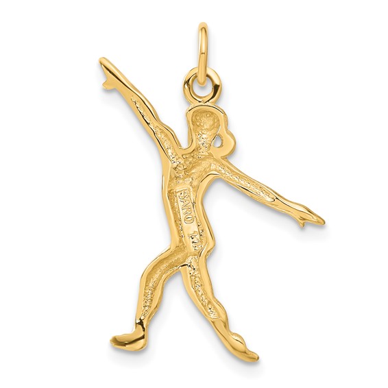 14k Satin Diamond-cut Gymnast Charm