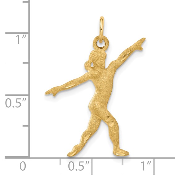 14k Satin Diamond-cut Gymnast Charm