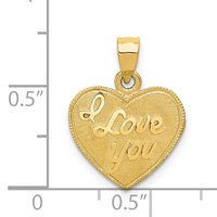 14K Yellow Gold I Love You Script Heart Pendant view 3