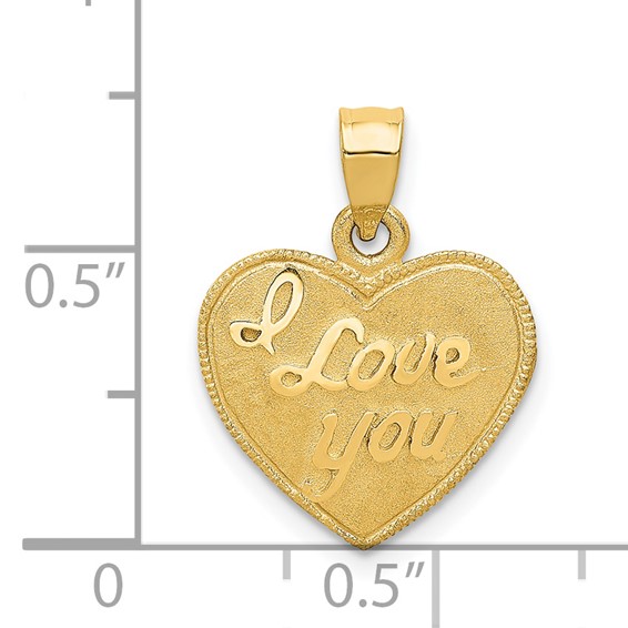 14k I LOVE YOU Script Heart Pendant