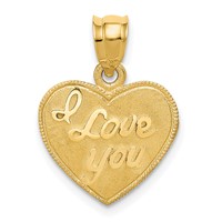 14K Yellow Gold I Love You Script Heart Pendant view 1