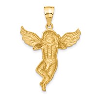 14K Satin Diamond-cut Angel Pendant view 3