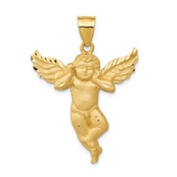 14K Satin Diamond-cut Angel Pendant view 1