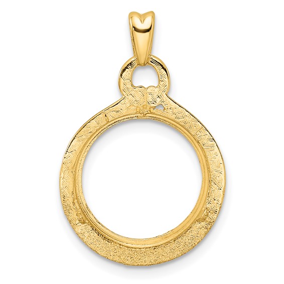 14ky Polished Loop & Knot Prong Coin Bezel Pendant                    