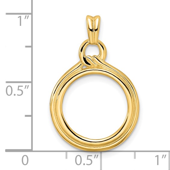14ky Polished Loop & Knot Prong Coin Bezel Pendant                    