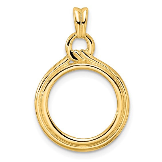 14ky Polished Loop & Knot Prong Coin Bezel Pendant                    
