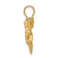 14K Yellow Gold Satin Diamond-cut Angels Pendant with Heart view 2