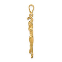 14K Yellow Gold Satin Diamond-cut Female Golfer Pendant view 2