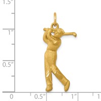 14K Yellow Gold Satin Diamond-cut Male Golfer Charm view 4