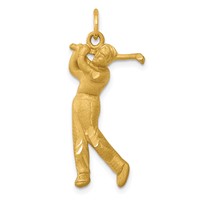 14K Yellow Gold Satin Diamond-cut Male Golfer Charm view 1