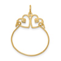 14K Diamond-cut Heart Charm Holder Pendant view 3