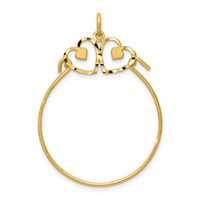 14K Diamond-cut Heart Charm Holder Pendant view 1